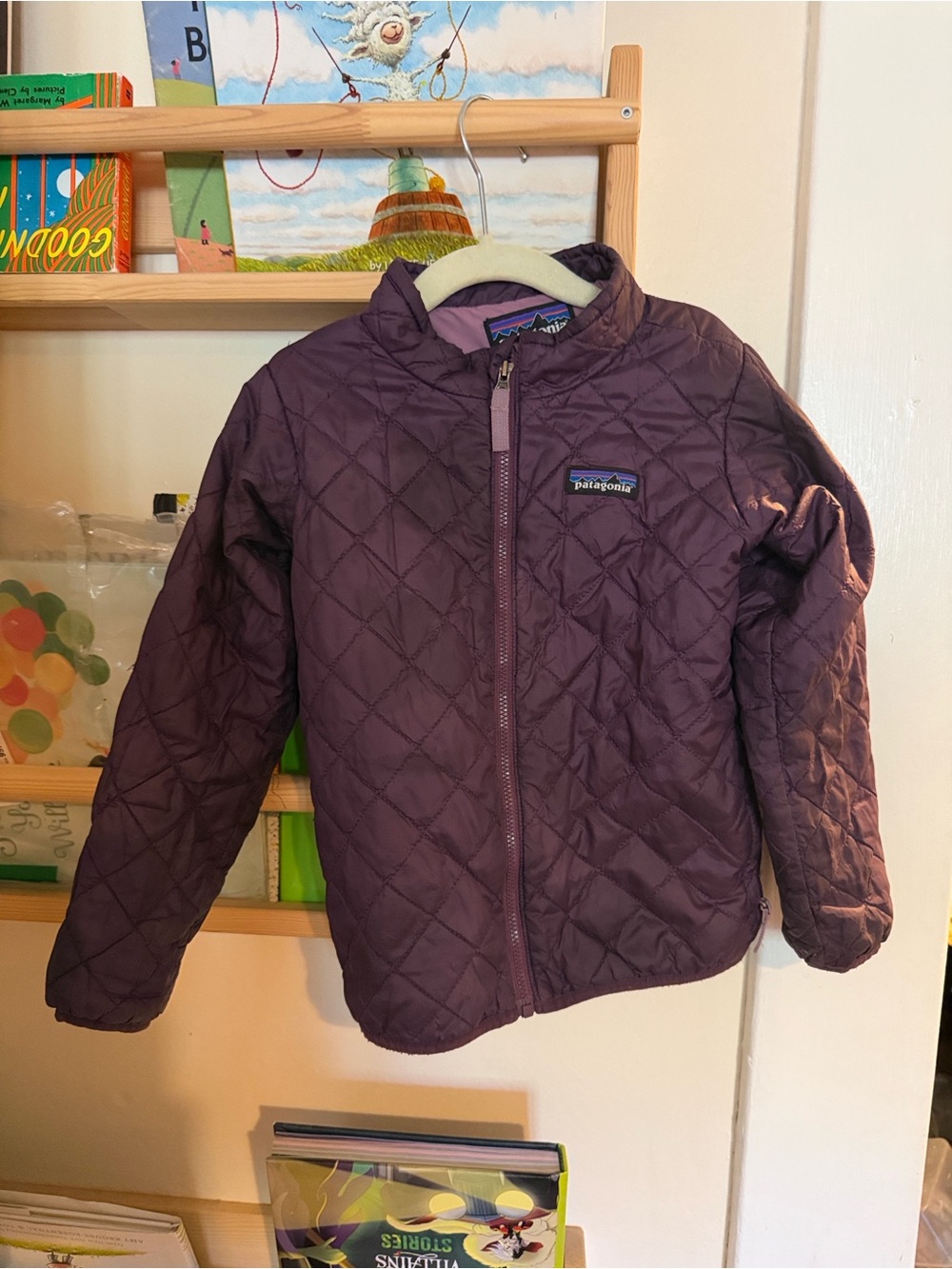 Patagonia Kids Quilted Puffer Jacket - Deep Purple with Pink Lining